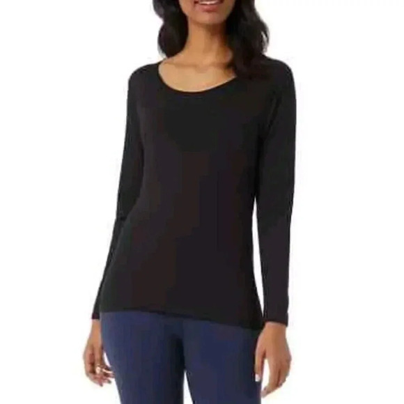 New 32 Degrees Heat Top Large Black Scoop Neck Long Sleeve For Women Pullover - Picture 1 of 9